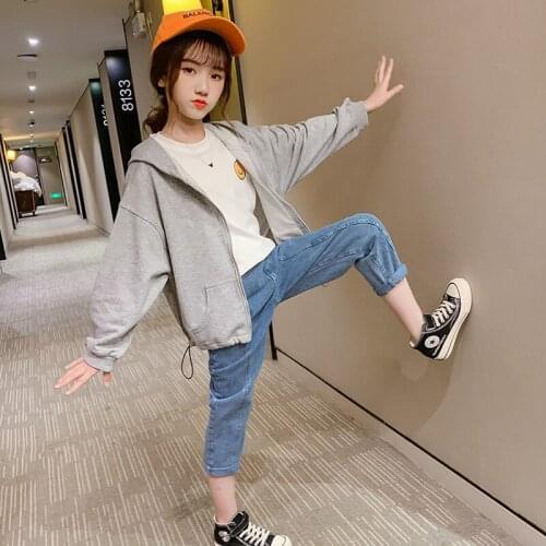 Girls Hooded Coat Kids Jacket Solid Color Teenager Girls Sweatshirt Children Outerwear Casual Clothes for Girls 6 8 10 12 14