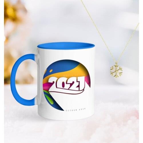 Personalized 2021 Happy birthday Blue Mug and Snow Them Kolye-10