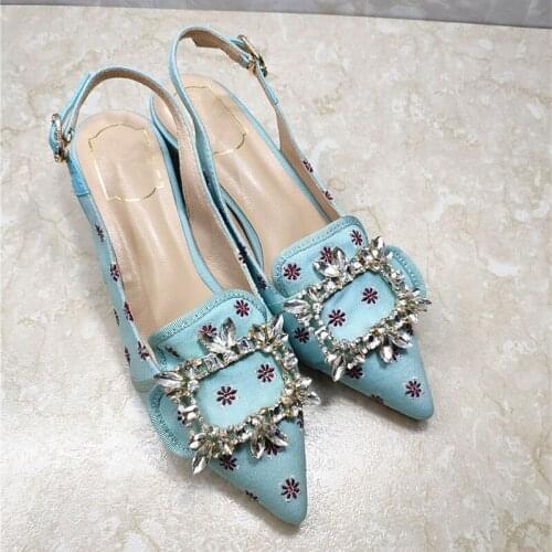 Crystal Sandalia Feminina Med Heels Sandals Women Summer Leather Sandalias Mujer 2019 Gladiator Ladies Shoes Zapatos De Mujer