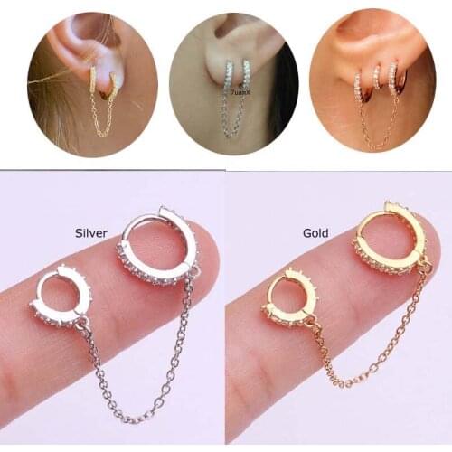 1 Piece Two Hole Piercing Earrings for Female Chain Earring Party Jewelry