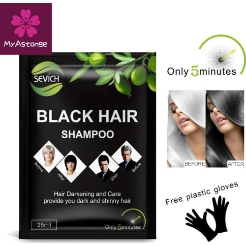 1/3/5pcs/lot Sevich Black Hair Shampoo Fast Dye Grey White to Black Only 5 Minutes Noni Plant Essence Natural Lasting Months