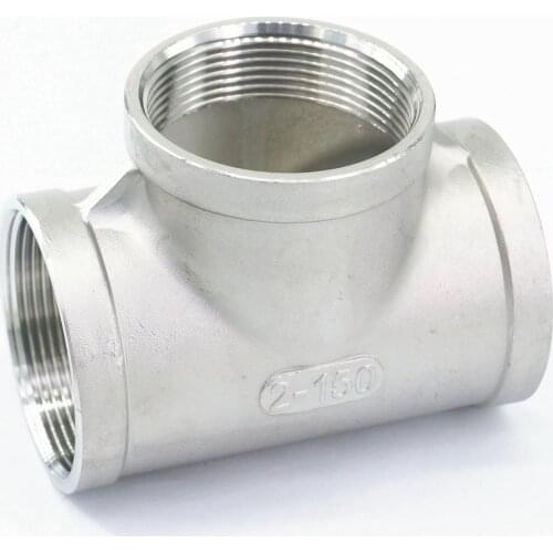 2" BSP Euqal Female Tee Thread 3 Way 304 Stainless Steel Pipe Fitting Connector Coupling for Water Air Gas 230 PSI