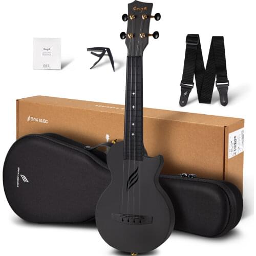 Soprano Ukulele Mini 21" Enya Nova U Carbon Fiber Travel Ukulele With Beginner Kit Includes Semi Hard Case, Tuner, and Strings