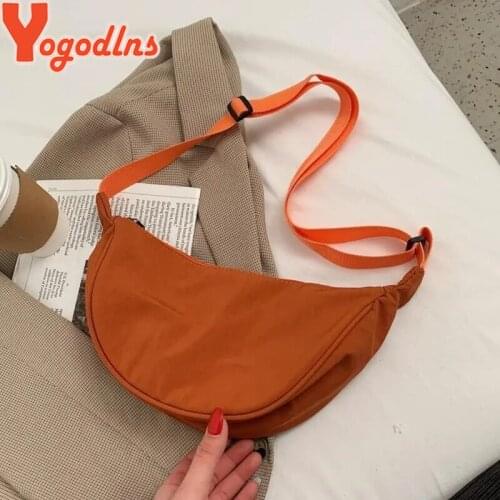 Yogodlns Fashion Nylon Crossbody Bag Large Capacity Shoulder Bag Half-moon Handbags Shopping Hobo Tote Clutch New Dumpling Bags