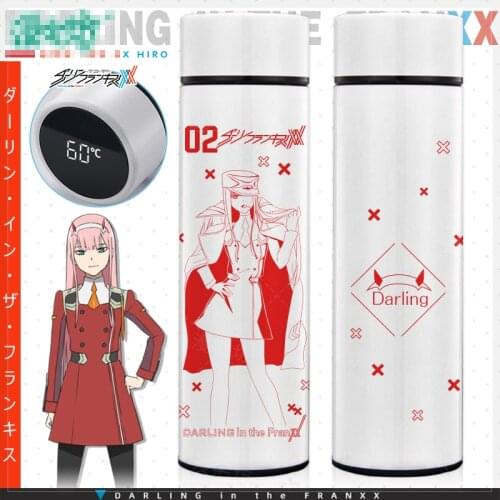 Anime DARLING in the FRANXX 02 Zero Two Cosplay Cup Intelligent Temperature Display Water Drinking Thermos Bottle Student Gift