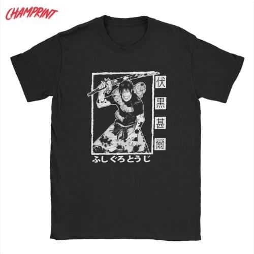 Toji Fushiguro Manga Jujutsu Kaisen T-Shirt for Men Anime Vintage Pure Cotton Tees Short Sleeve T Shirts Printed Clothes