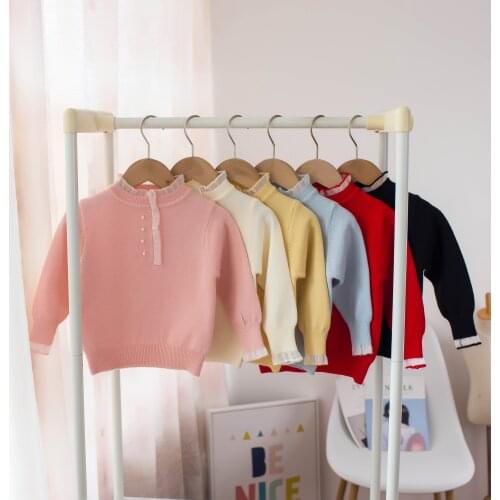 Baby Girls Knit Newest 2021 Candy Color Clothing Kids Newborn Knitted Jacket Long Sleeve Girls Toddler Sweaters with Pearls