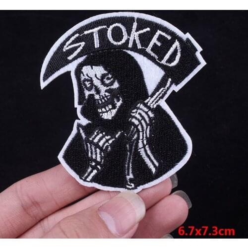 Pulaqi Stoked Embroidered Patches Para Vestu Rio Bordados For Clothing Iron On Biker Patches E
