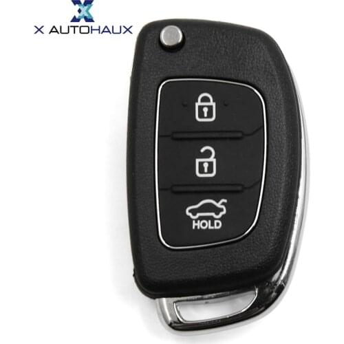 X AUTOHAUX 3 Buttons Flip Folding Uncut Key Shell Remote Fob Case Replacement For Hyundai Santa Fe Accent 2013 2014 2015