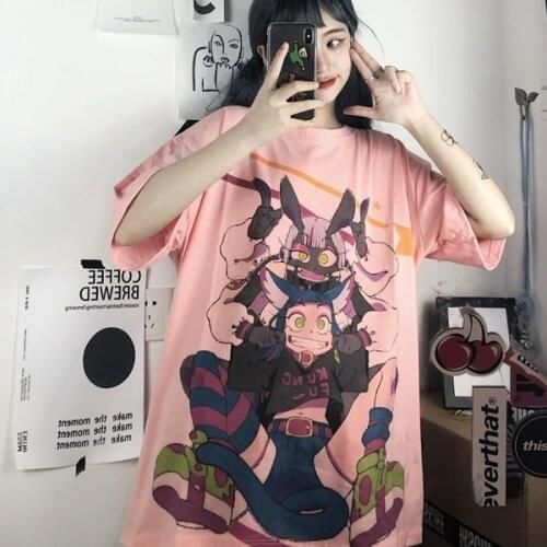 Cartoon Anime WomenS T-Shirt Summer Harajuku Streetwear Loose Short Sleeve Oversized T-Shirt WomenS Top 2021 Ladies Clothing