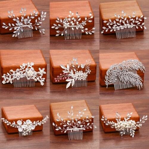 Ladies Hair Comb Jewelry Pearl Rhinestone Hair Comb Hair Accessories Wedding Hair Comb Bridal Accessories Silver Color Ornament