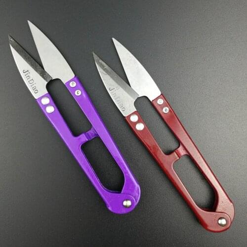 1pcs U Shape Clippers Sewing Trimming Scissors Nippers Embroidery Thrum Yarn Stainless Steel Tailors Scissors Color Random