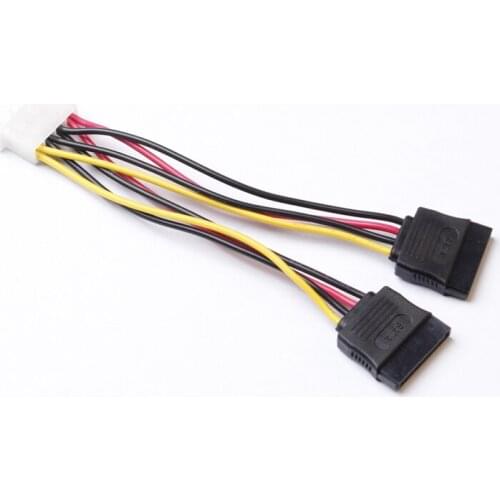 10pcs/lot Serial ATA SATA 4 Pin IDE Molex to 2 of 15 Pin HDD Adapter Cable IDE ATA Y splitter Converter Molex HDD Power Cable