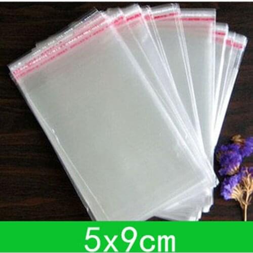 1000pcs/lot New jewelry Bag 5x9cm with self-adhesive seal clear opp bag /poly bag for wholesale Free Shipping