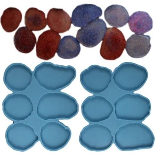2 Pcs Epoxy Resin Mold DIY Crafts Soap Plaster Wax Making Tool Handmade 6 Irregular Round Casting Silicone Mould X4YA