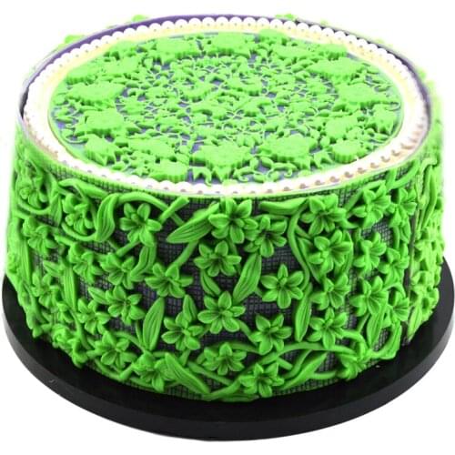 2020 Square shaped with flowers and leaves fondant cake decoration silicone mold