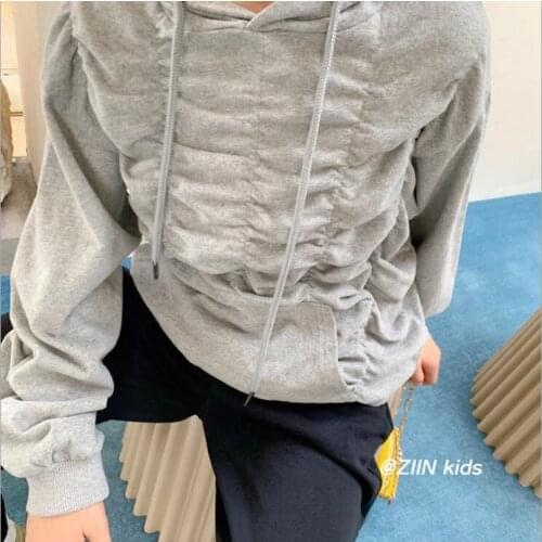 2021 Korea style girls hooded sweatshirt cotton full sleeve fashion autumn girls sweatshirt 4-10t B449