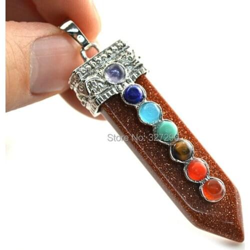 5pcs Natural Gold Sand Stone Pendant Arrow Shape With Coin Beads Paved Alloy Jewelry Women Jewelry