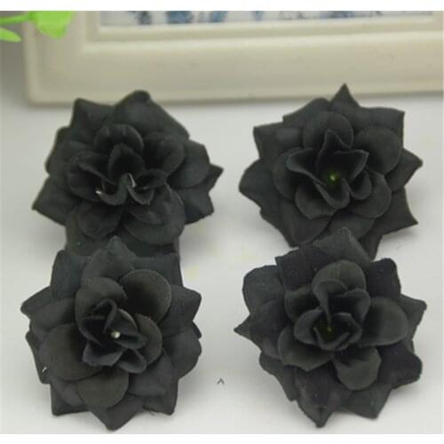 50Pcs 4.5cm Mini Artificial Silk Rose Flower Heads For Wedding Decorative Handmade DIY Wreath Scrapbooking Garland Fake Flower