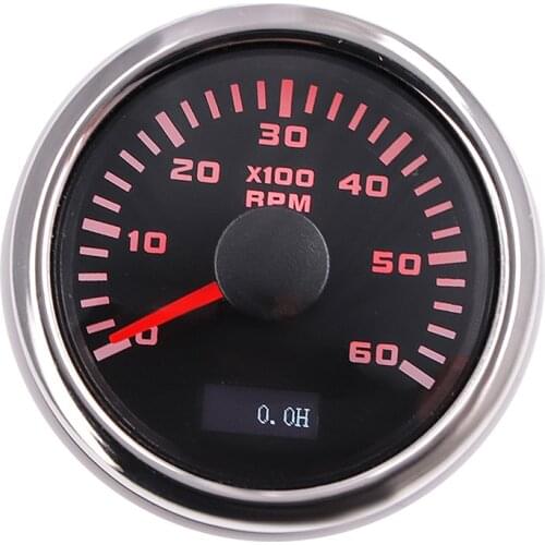 52MM 6000 RPM Tachometer Tacho Meter With LCD Hourmeter Red Backlight Car Tachometer For Motorcycle Boat Yacht