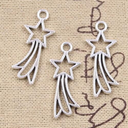 20pcs Charms Rising Stars 31x13mm Antique Silver Color Pendants DIY Necklace Crafts Making Findings Handmade Tibetan Jewelry