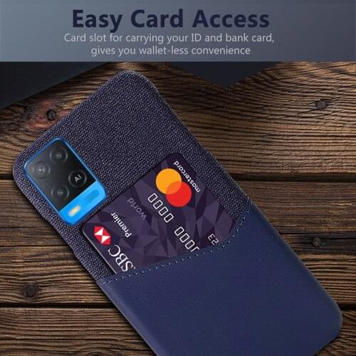 Business Phone Case On The For OPPO A54 4G 6.51" Funda Cloth Texture Card Slot Cover For Oppo A 54 5G 6.5" 2021 Capa Shell