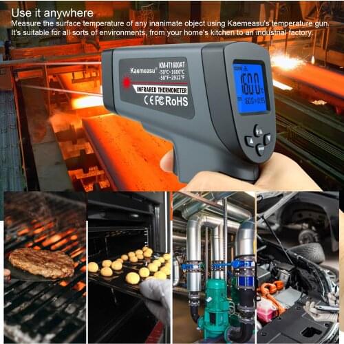 Digital Infrared Thermometer -50~1600C Laser Temperature Meter Gun Digital LCD Industrial Outdoor Laser Pyrometer IR Thermometer