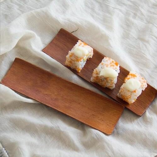 Wooden Dumplings Sushi Serving Tray Oblong Plate Salad Bread Dishes Kitchen Restaurant Home Supplies F20173961