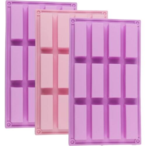 Supply Baking Mold 12 Cavity Rectangular Square Silicone Soap Mold Block Mold Jelly Pudding Chocolate Mold Bath Soap 1Piece
