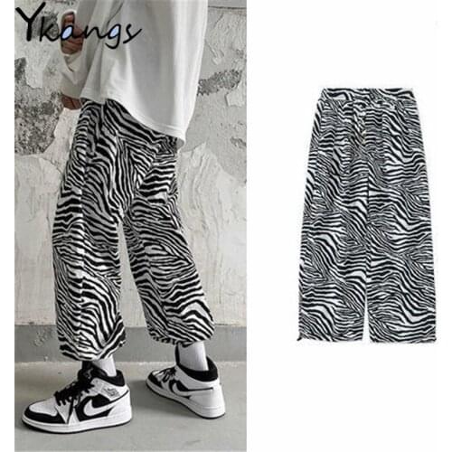 Harajuku Striped Zebra Pants Joggers Women Baggy Elastic High Waist Harem Pants Sweatpant Casual Streetwear Sport Woman Trousers