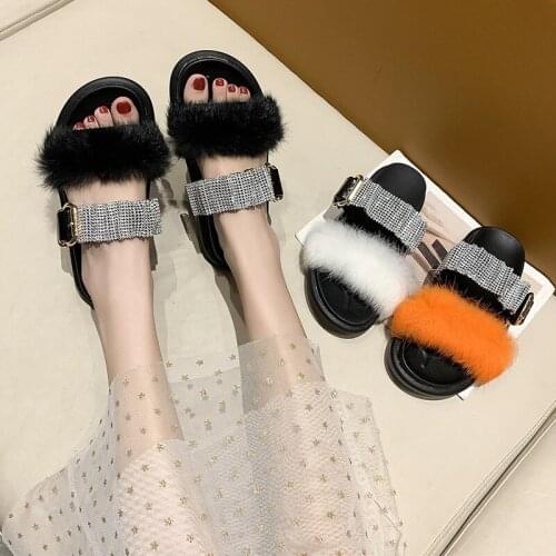 INS Fashionable Outdoor Wear Rhinestone Silippers Womens 2021summer New Fashion All-Matching Sandals for Women