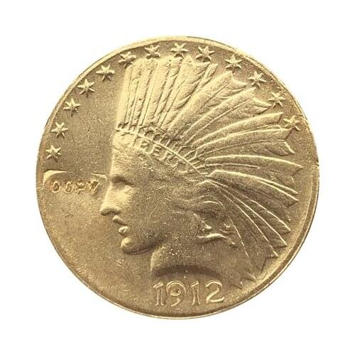 24- K gold plated 1912-S Indian head $10 gold coin COPY
