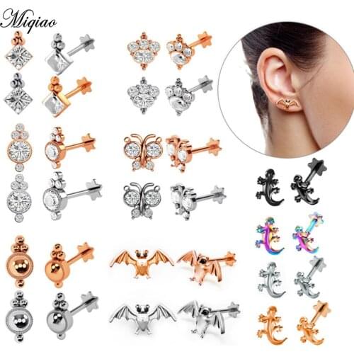 Miqiao 1pc Tragus Ear Cartilage Ring Helix Labret Piercings 1.2*8*4mm Lip Ring Studs Rook Lobe Fashion Piercing Body Jewelry