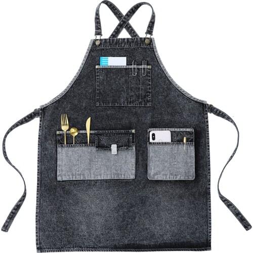 Customized personalized Adults Apron Adjustable home Denim Apron Cooking Accessories for Women Men cleaning gardener