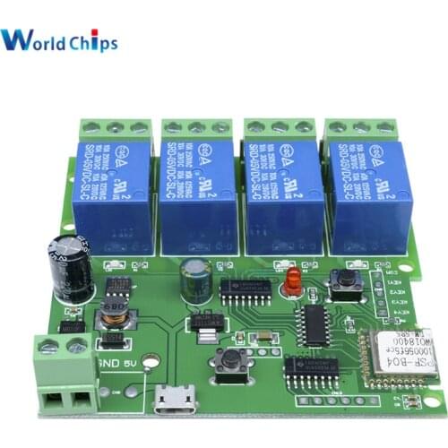 DC 12V 24V 220V DC 5V-32V 4 Channel Wifi Relay Module Wireless Remote Control Switch Jog Self-Lock Phone APP For Smart Home
