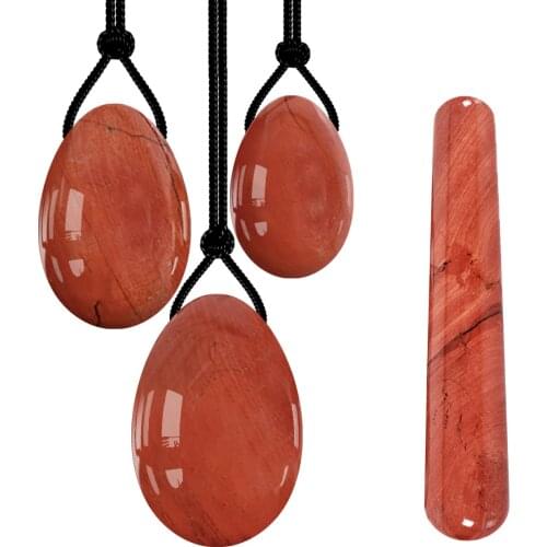 Red Jasper Yoni Egg Yoni Wand Set Natural Jade Massage Ball Vaginal Muscles Tightening Kegel Exercise Healing Stone Massage Tool