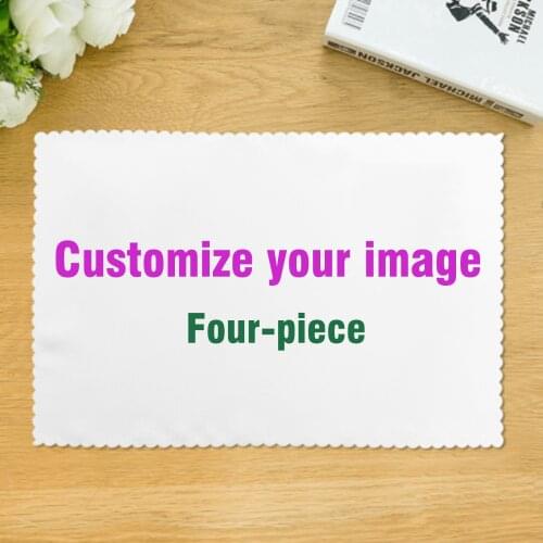 Four-piece Customizable Placemats for Dining Table Mat Set Polyester Place Mat in Kitchen Accessories Cup Wine Decorative Mat