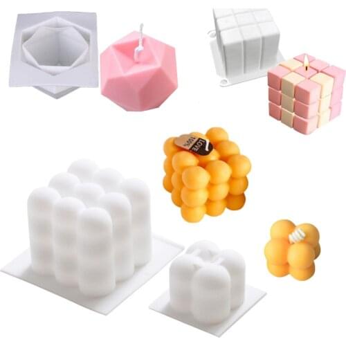New 3D Cube Candle Mould Magic Ball Candle Silicone Mold DIY Candle Mold Handmade Soap Mold Cake Decorating Candles Making Mould