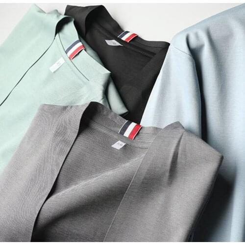 New fashion charm mens cardigan T shirt long sleeves spring autumn slim slim elastic all-match no button T shirt outside tower