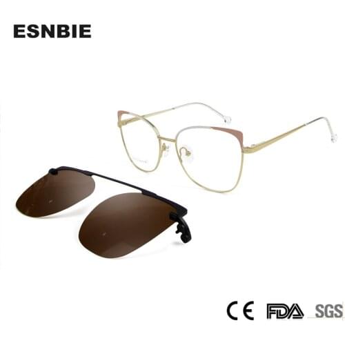 NEW Polarized Sunglasses Women Trendy Magnetic Clip On Sun Glasses For Female Cat Eye Glasses Frame Prescription Eyewear UV400