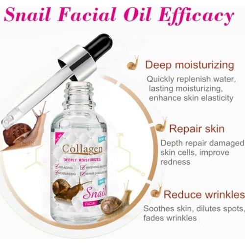 30ml Snail Collagen Facial Anti-Wrinkle Anti Aging Whitening Brightening White Serum Deep Moisturizes Sooth Skin Face Care Serum