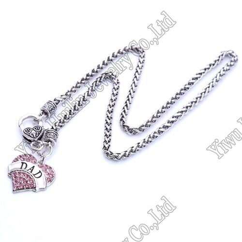 Family Heart DAD Pendant wheat Necklace