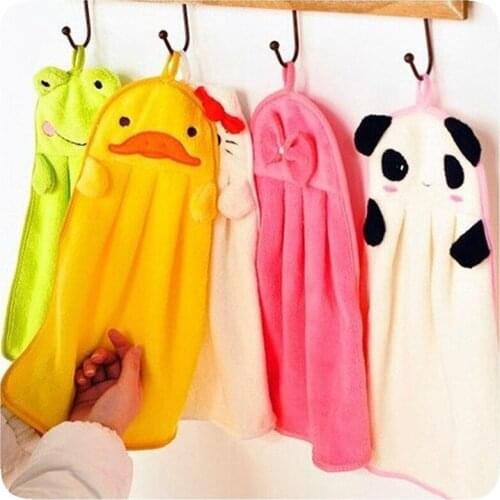 Lovely Cartoon Children Hand Dry Towel For Kids Kitchen Bathroom Kid Soft Plush Fabric Hang Towel For Children Towels +B