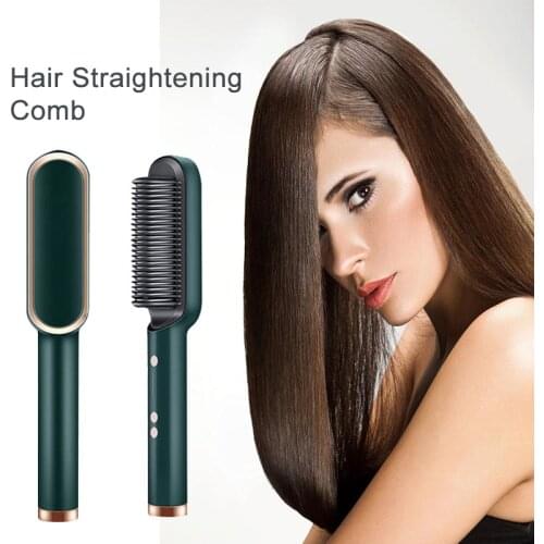 Professional Adjustable Fast PTC Heating Multifunctional Ceramic Tourmaline Anti Scald Electric Styling Hair Comb Straight Brush