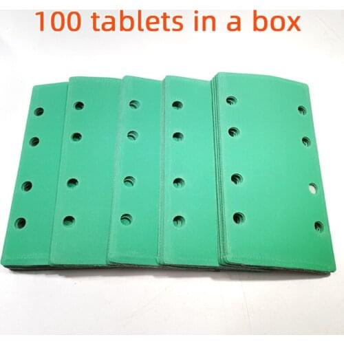 Rectangular dry sandpaper green 8-hole flocking sandpaper for car putty woodworking self-adhesive back velvet sandpaper