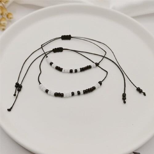 1 Set Adjustable Morse Code Bracelet Women Men Handmade Braided Black Rope Bracelet Couple Jewelry Gift