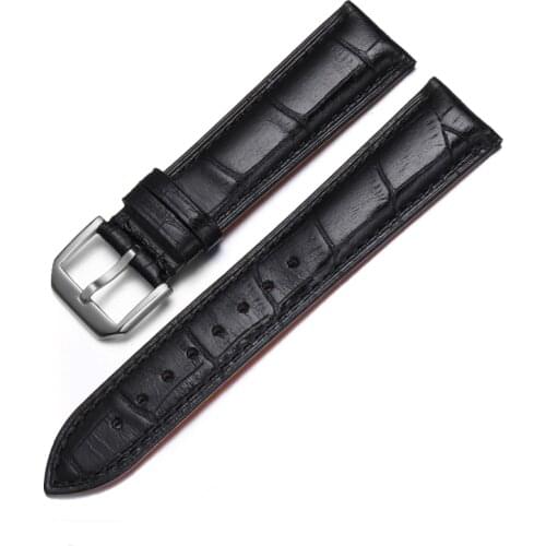 New Genuine Leather Watch Strap 20MM 21MM 22MM Crocodile Pattern Cowhide Watchbands Waterproof Stainless Steel Pin Buckle Bands