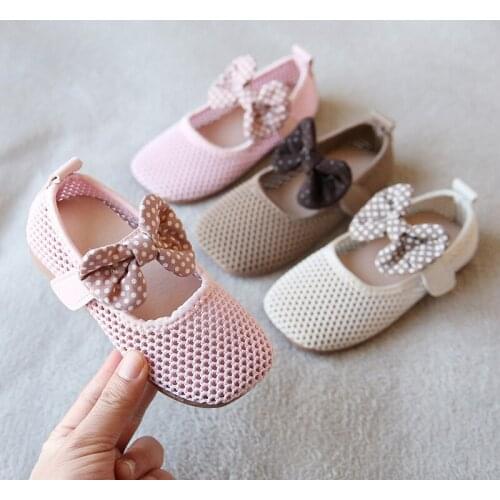 Children Girls Kittens Bowknot Princess Shoes Flat Casual Hollow Out 3Colors 21-30 TB02