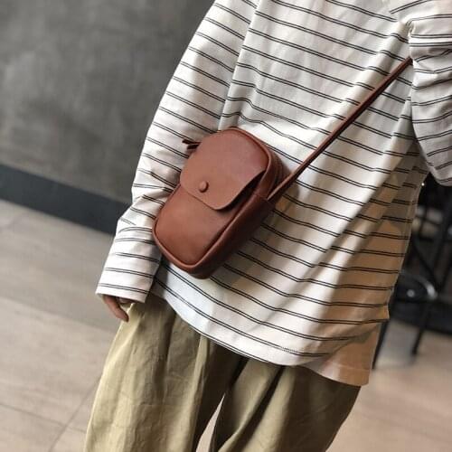 Retro fashion luxury natural real leather ladies shoulder bag mobile phone bag casual first layer cowhide mini messenger bag
