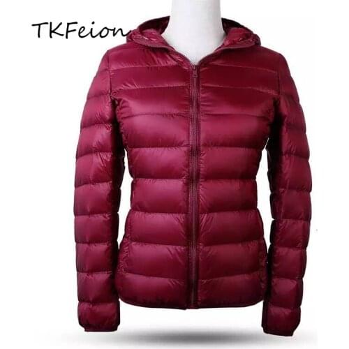 2020 Spring Autumn Womens Fashion Coats Bomber Short Jackets Ultra-thin with Portable Bag Female Slim Light Hooded Coats Cheap